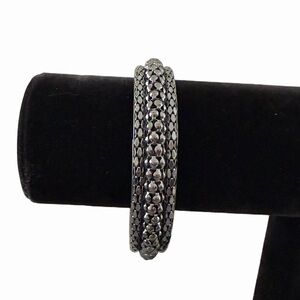Gun-Metal Textured Beaded Bangle Bracelet | Slip-On Stackable Bracelet